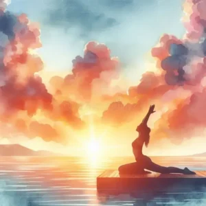 Sunset yoga on a dock